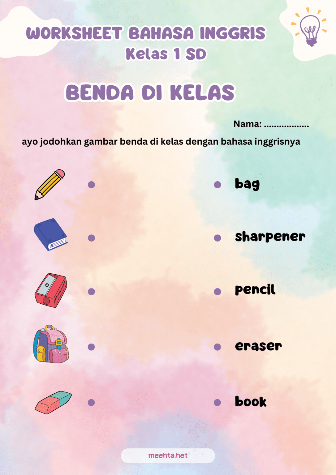 Wajib Tahu 5 Soal Menjodohkan Bahasa Inggris Kelas 1 SD yang Selalu Muncul di Ulangan